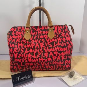 🔥Sold🔥 Louis Vuitton speedy pink neon graffiti